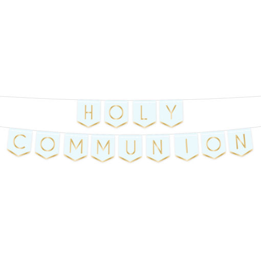 Picture of BOTANICAL HOLY COMMUNION PAPER BANNER BLUE 2.5 METRES